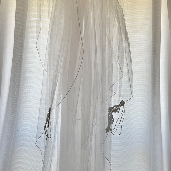 VINTAGE 1990s Mori Lee Wedding Dress Beaded Pearl Off Shoulder Bow 9' Train - S - Picture 12 of 16